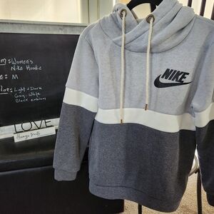Nike Women's Colorblock Grey & White Pullover Hoodie